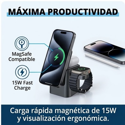Cargador Inalámbrico 3 en 1 – 15W