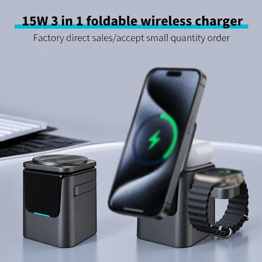 Cargador Inalámbrico 3 en 1 – 15W