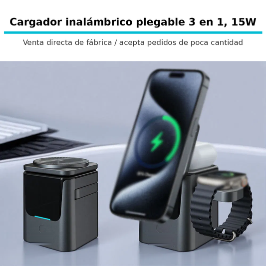 Cargador Inalámbrico 3 en 1 – 15W
